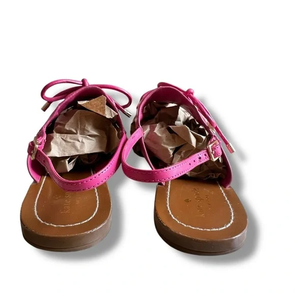 Kate Spade New York Carlita Pink Leather Bow Thong Sandals Size 10 - Picture 4 of 6